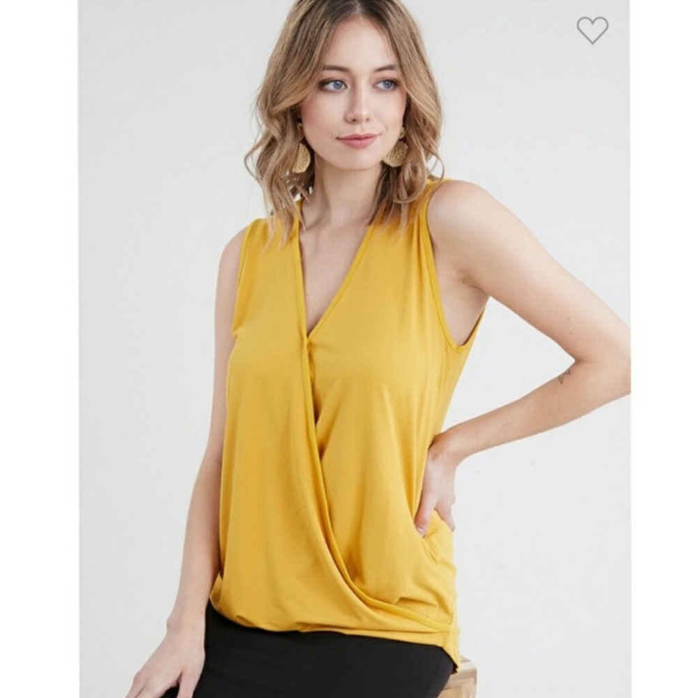 Doublju Plus Size Sleeveless Wrap Style Top